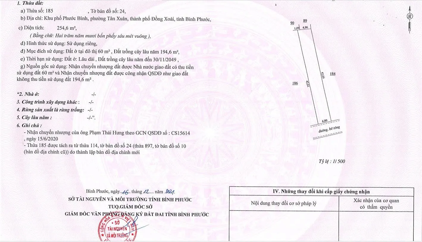 Bán lô đất gần chùa Miên phường Bình Phước