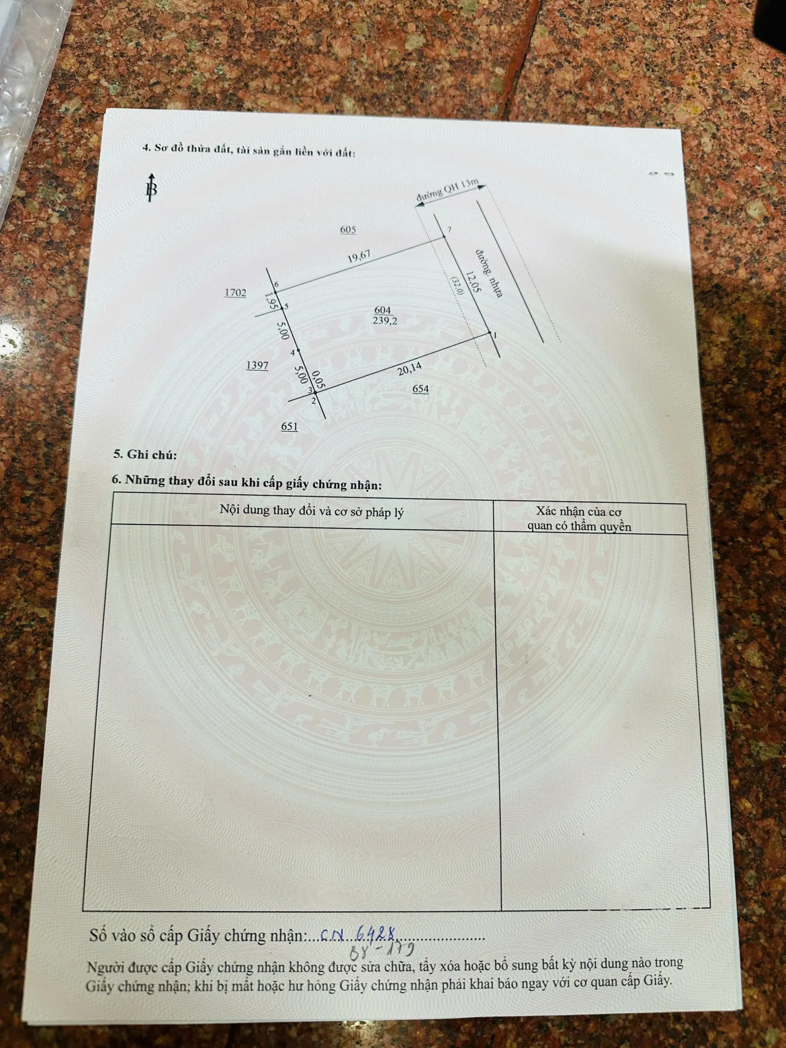 Bán lô đất đẹp 6 x 19 x 75 tại Tân Trà phường Bình Phước