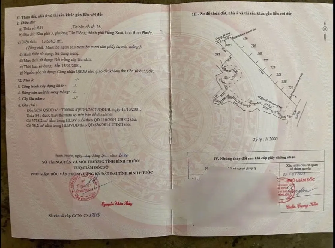 Bán hơn 1 héc ta đất tại phường Bình Phước