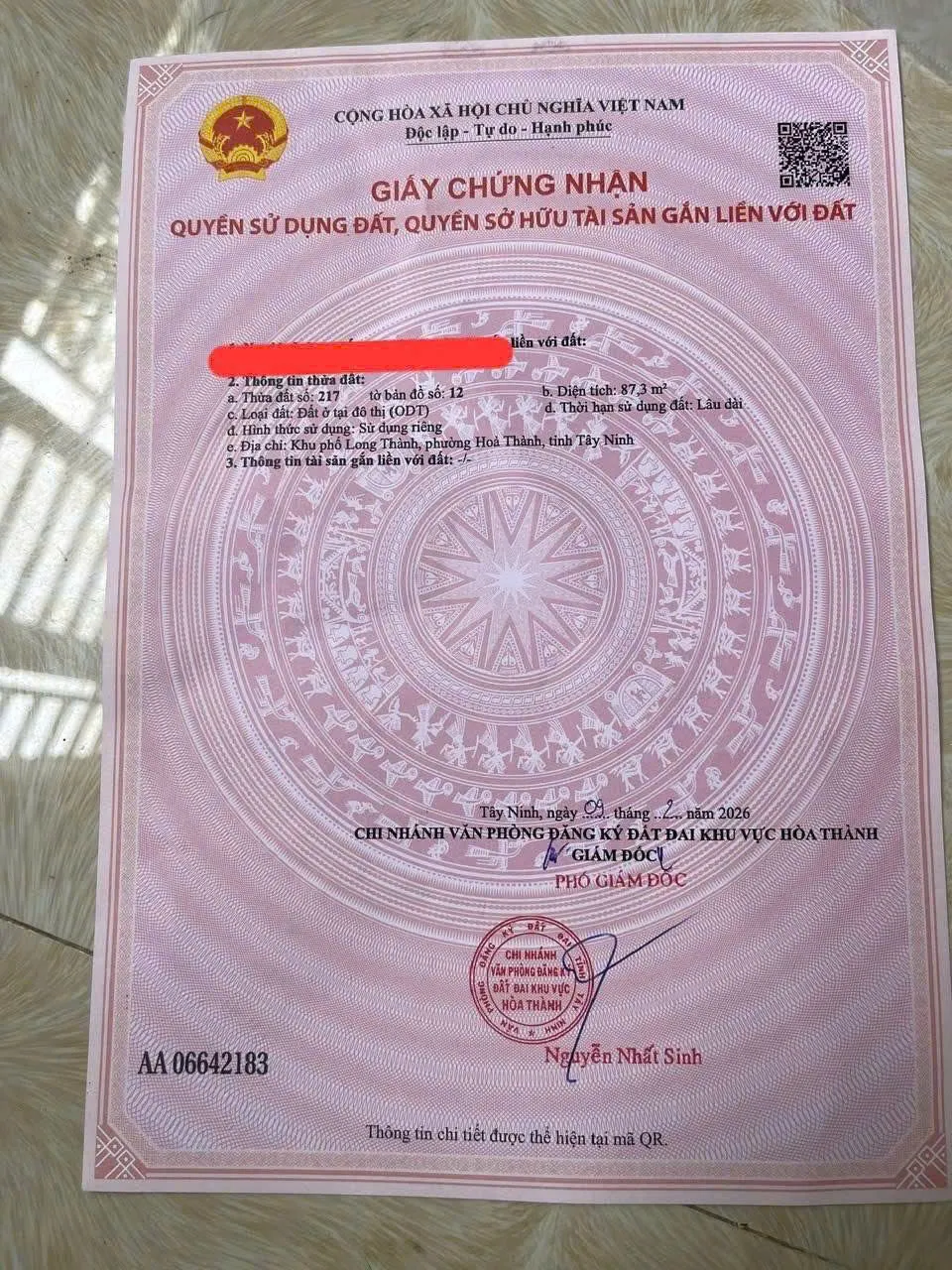 Bán đất phường Hòa Thành, tỉnh Tây Ninh