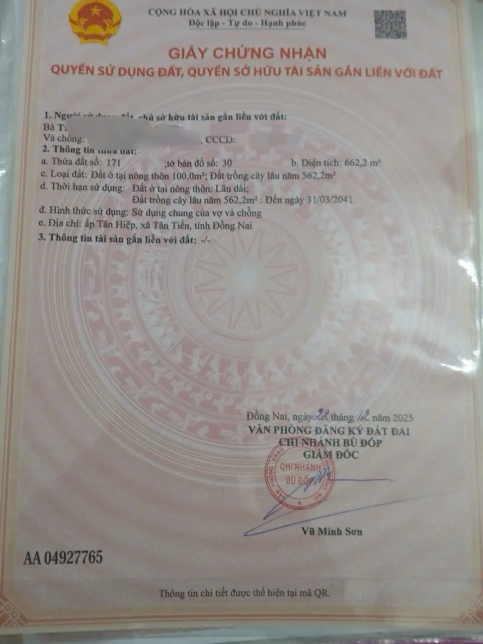 Bán lô đất khu dân cư điện chạy ngang cách tỉnh lộ DT759 chỉ 1,4km