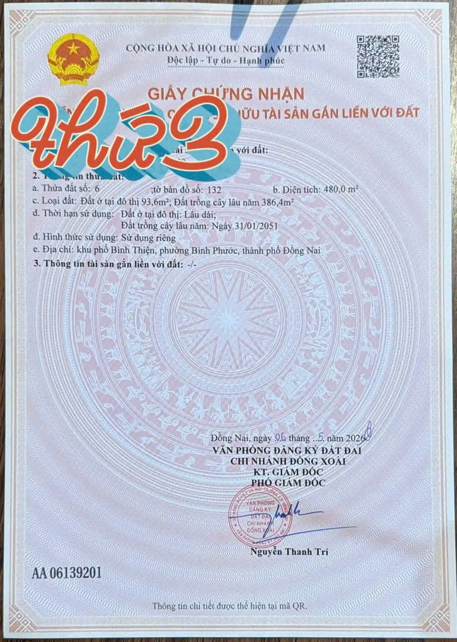 Chủ gửi bán lô đất 7m mặt tiền đường nhựa